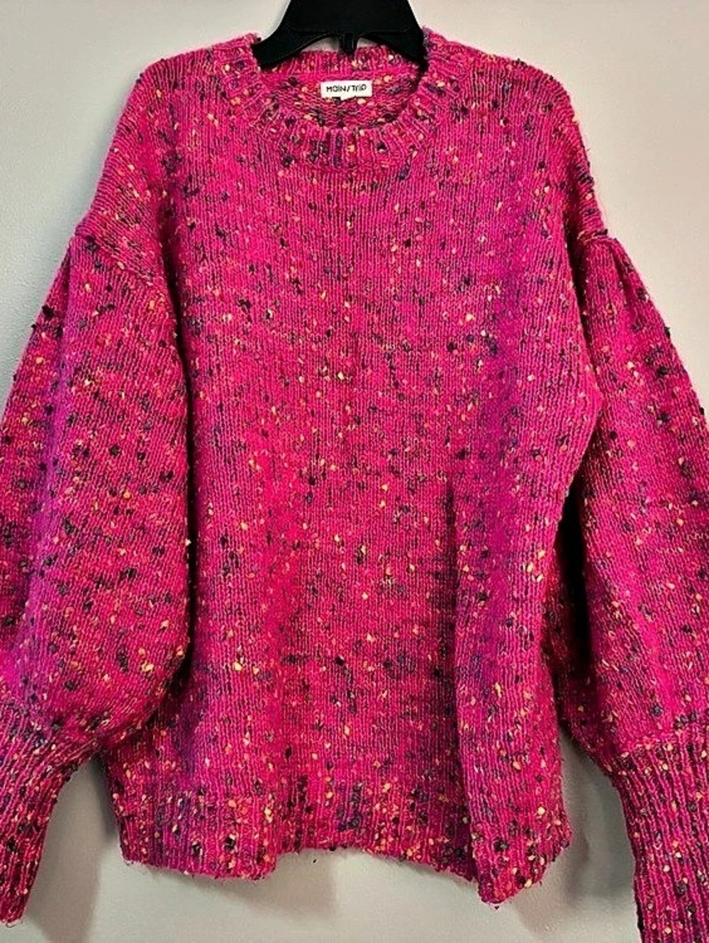 Moon River Pink Balloon Sleeve Sweater